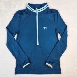 VS PINK Ultimate Pullover Half Zip Teal Blue Green Track Jacket Sz S